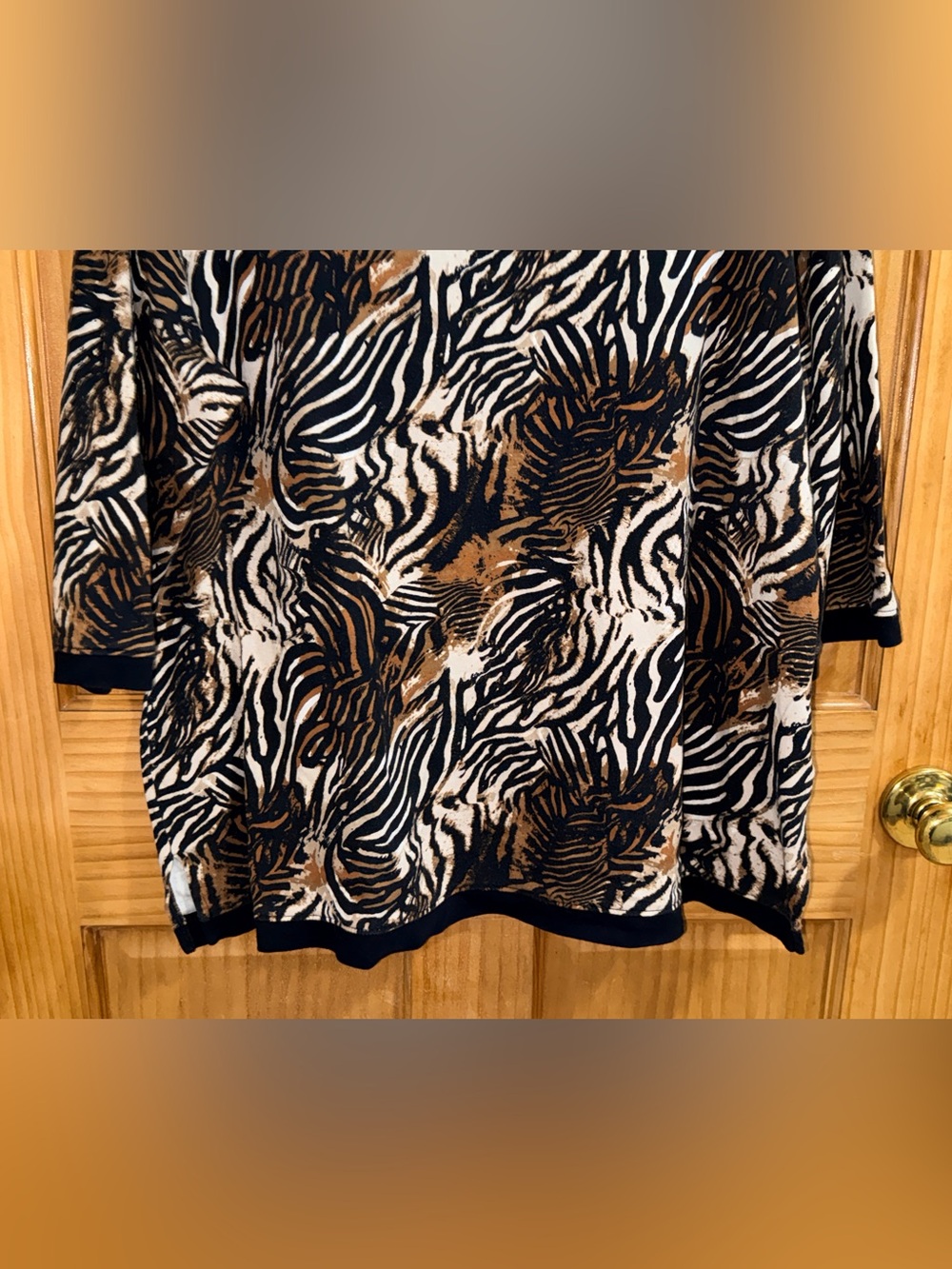 Kim Rogers Animal Print Scoop Neck Top - Black, Brown, Cream-2X-EC - Picture 4 of 10
